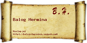 Balog Hermina névjegykártya